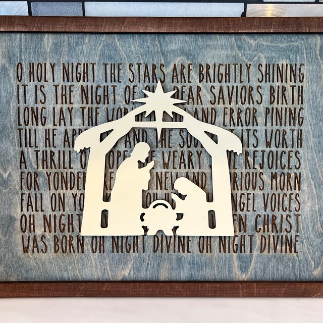 O Holy Night Lyrics Engraved Word Sign Digital Cut (Download Now) 