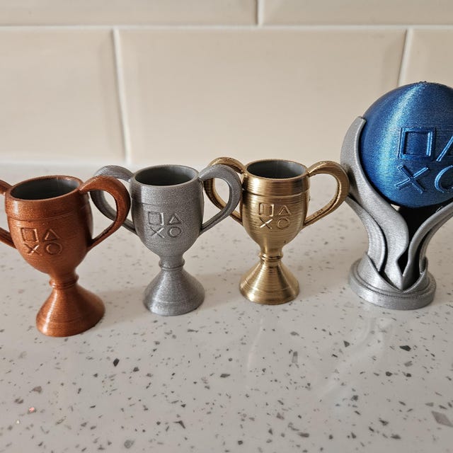 Miniature Playstation Trophies - THREE Sizes - Bronze, Silver