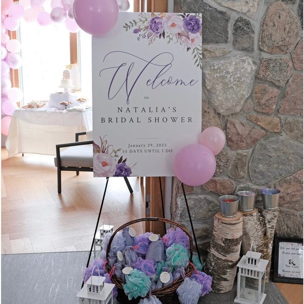 Purple Editable Wedding Welcome Sign, Bridal Shower Sign, Unlimited ...