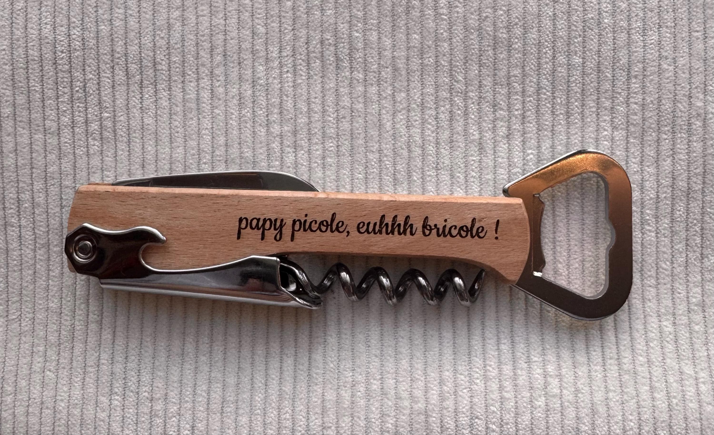 Personalized lemonade maker / Bottle opener knife Corkscrew / Father&#39;s Day gift godfather godmother / Witnesses Birthday Christmas Wedding