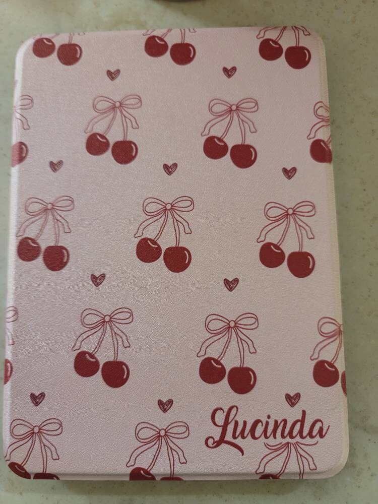 Pink Cherry Cute All New Kindle 12th 2024 Colorsoft Strap Case Paperwhite 11th 6.8 case kindle Oasis Kobo Clara Cover gift Auto Wake/Sleep