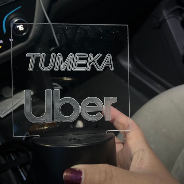 Customizable Car Rider Sign Ridesharing Custom Name for Drivers RGB COLOR Car Deluxe Sign Acrylic ...