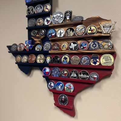 Texas Map Challenge Coin Holder and Poker Chip Display - Etsy