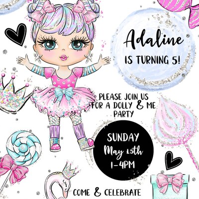 Editable Baby Doll Birthday Invitation Dolly &amp; Me Party Birthday Dolly ...