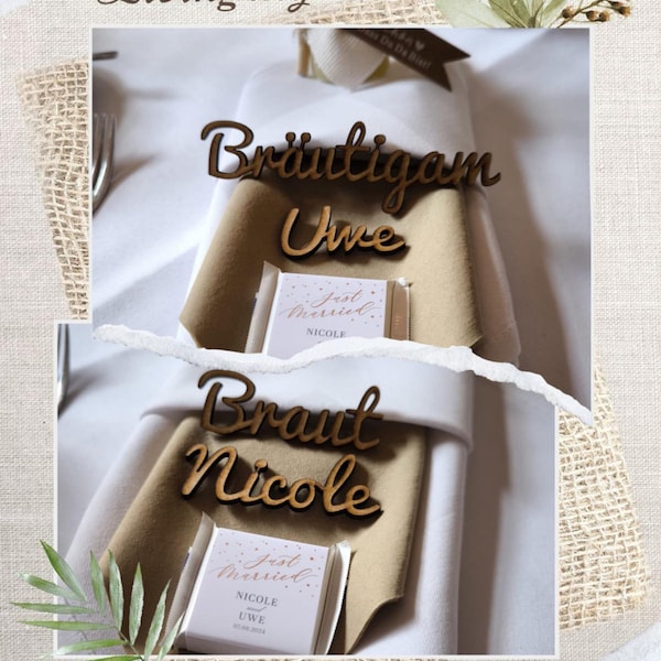Place Cards, Lettering, Wedding Favors, Table Cards Made of MDF, Name ...