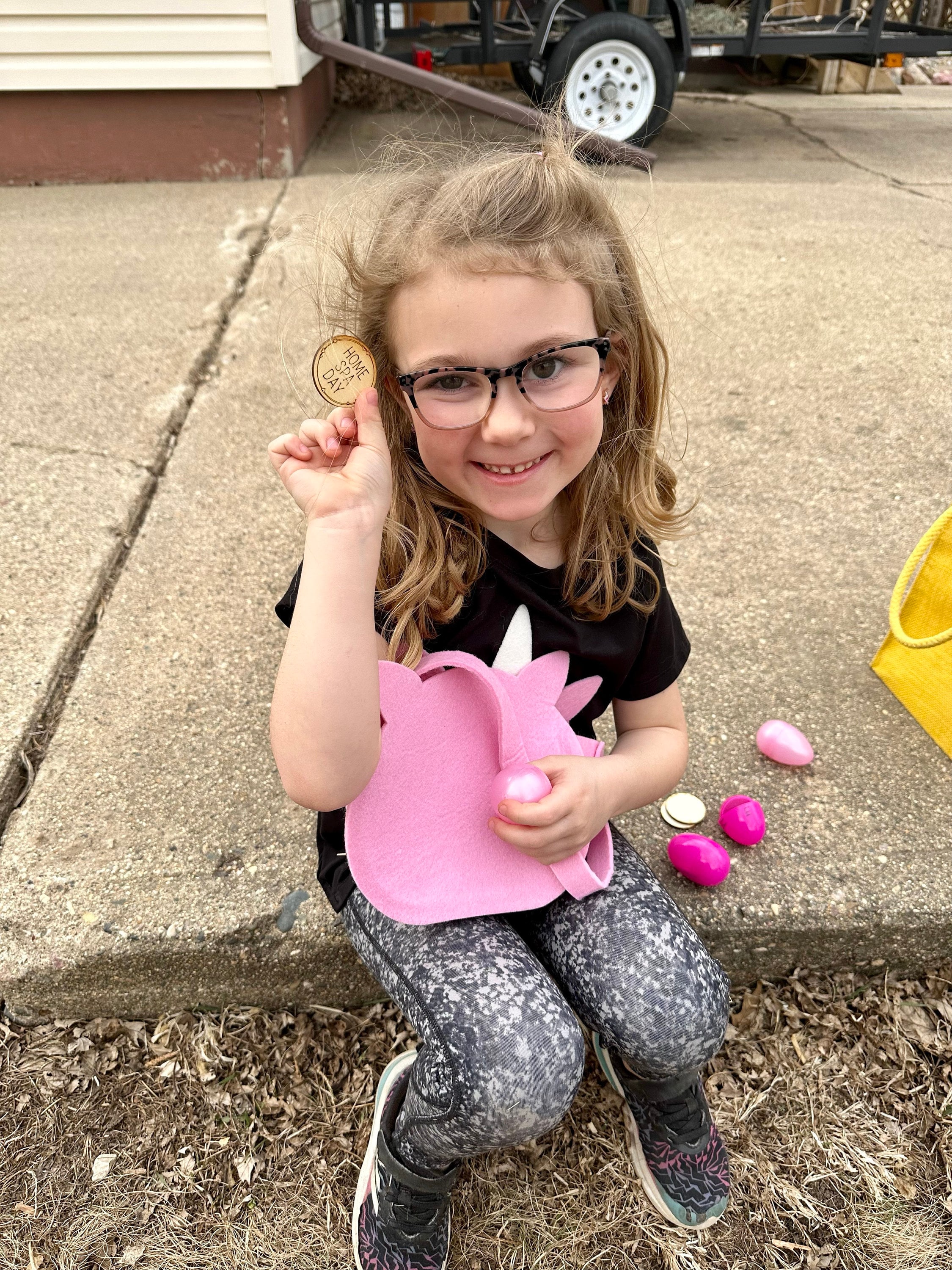Easter Basket Egg Tokens Set of 42 | Easter Basket Stuffers | Wooden Easter Reward Coins | Egg Hunt Prizes and Rewards for Children