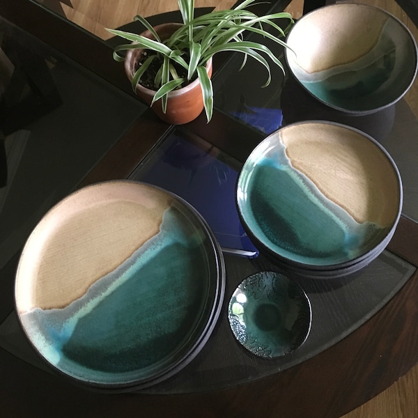 Ceramic Serving Dish Set, Modern Ceramic Dinnerware Set, Beige and ...