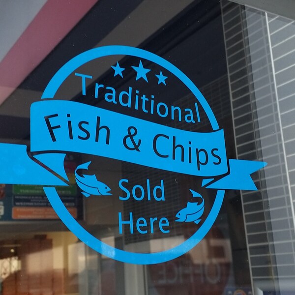 Traditional Fish and Chips Sold Here Chip Shop Window, Door, Wall Sign ...