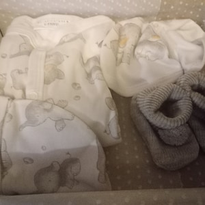 The Lukas - Baby Unisex 7PCS Newborn Bath Grey Elephant Set Gift Box
