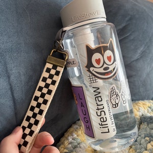 Checkerboard Pattern Keychain Wristlet / Key Fob / Checker Print ...