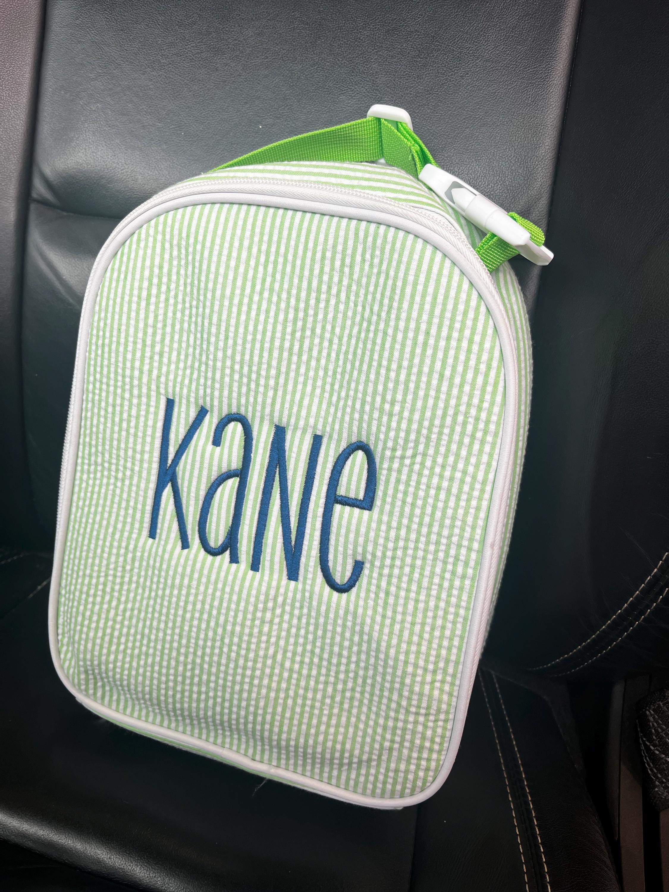 Monogrammed Seersucker lunch bag, Seersucker Lunch tote, Lunch bag, lunch bag with name, personalized lunch bag, monogrammed lunch box