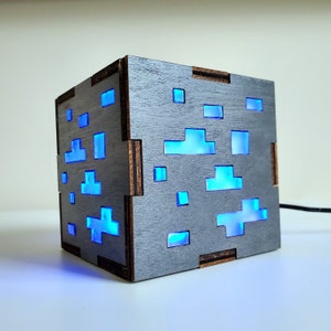 Wooden Ore Block Minecraft Style Rgb Led Lamp Night Light Etsy