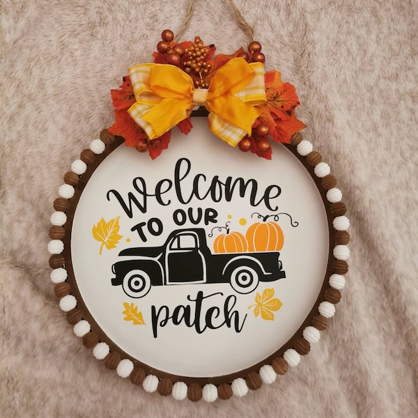 Welcome to Our Patch Door Hanger Svg Fall Door Hanger SVG, Autumn Door ...