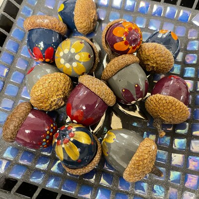 Hello Fall Hand Painted Natural Acorns Set of 6 - Etsy