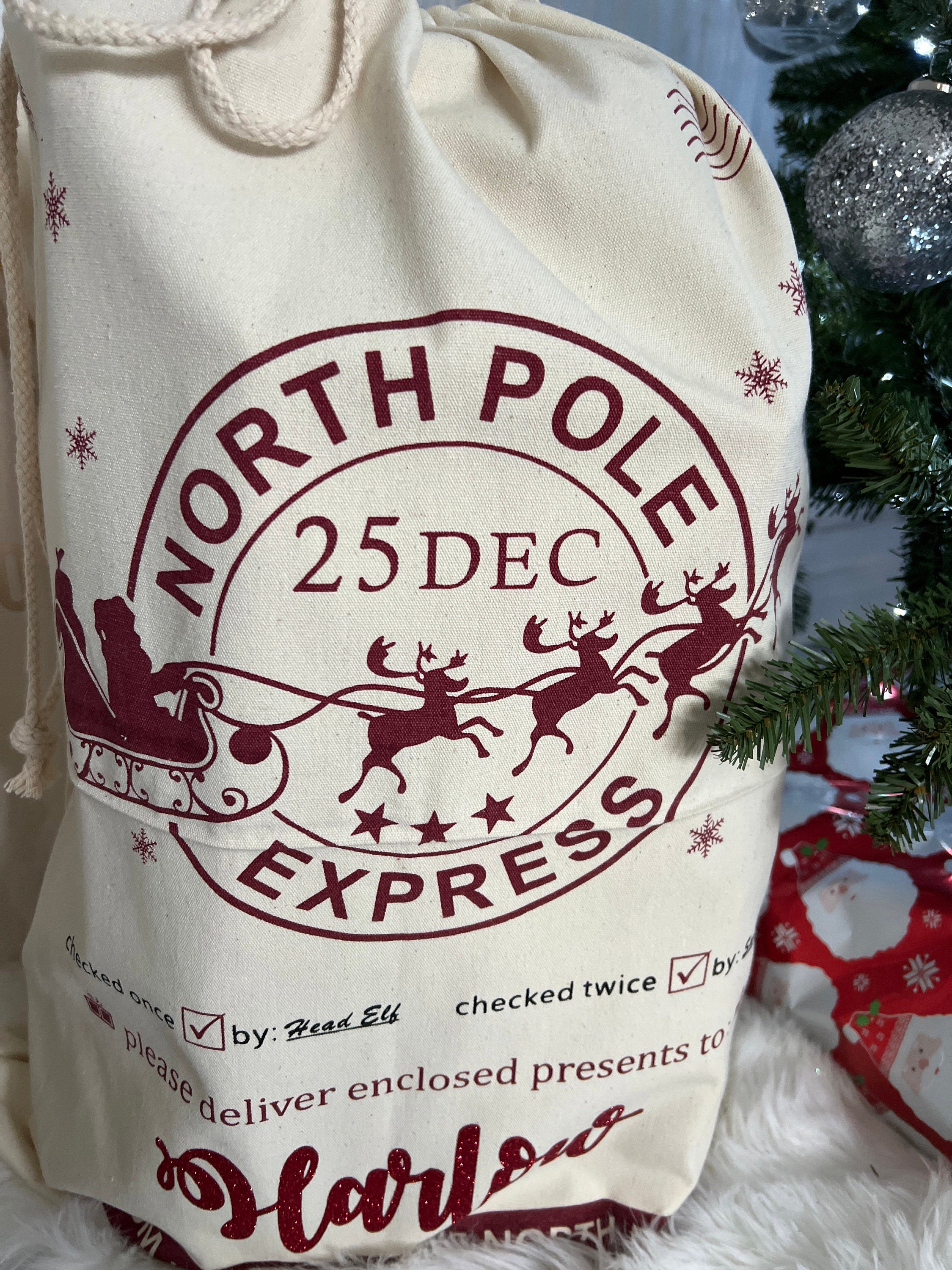 EARLY SALE! In stock,  Large Christmas Santa Sack- Personalised Xmas Father Christmas  gift bag