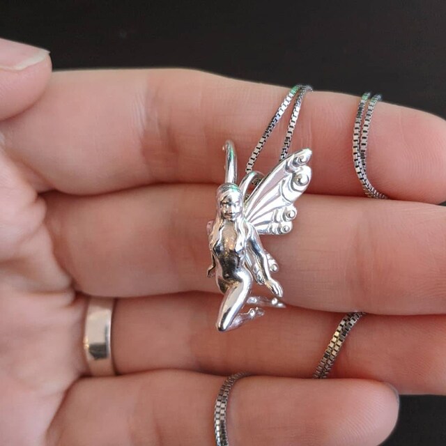 Sterling Silver Fairy Pendant Necklace: Handmade Fantasy Jewellery