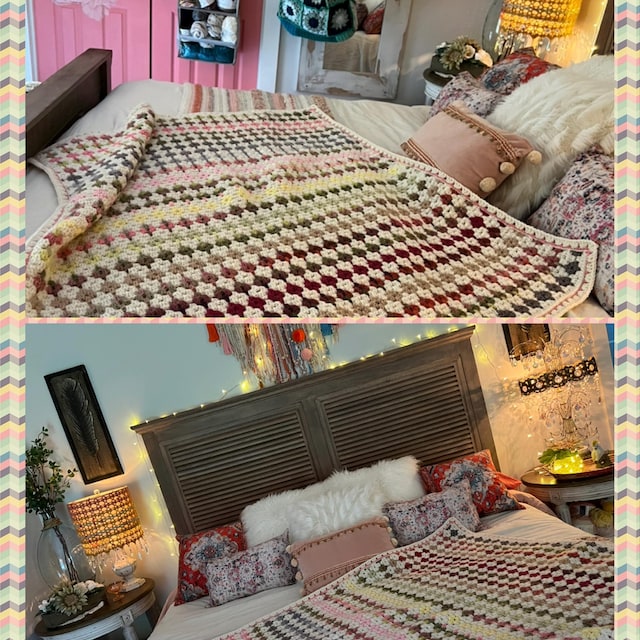 A customer's finished Colorful Granny Stitch Blanket Crochet Pattern