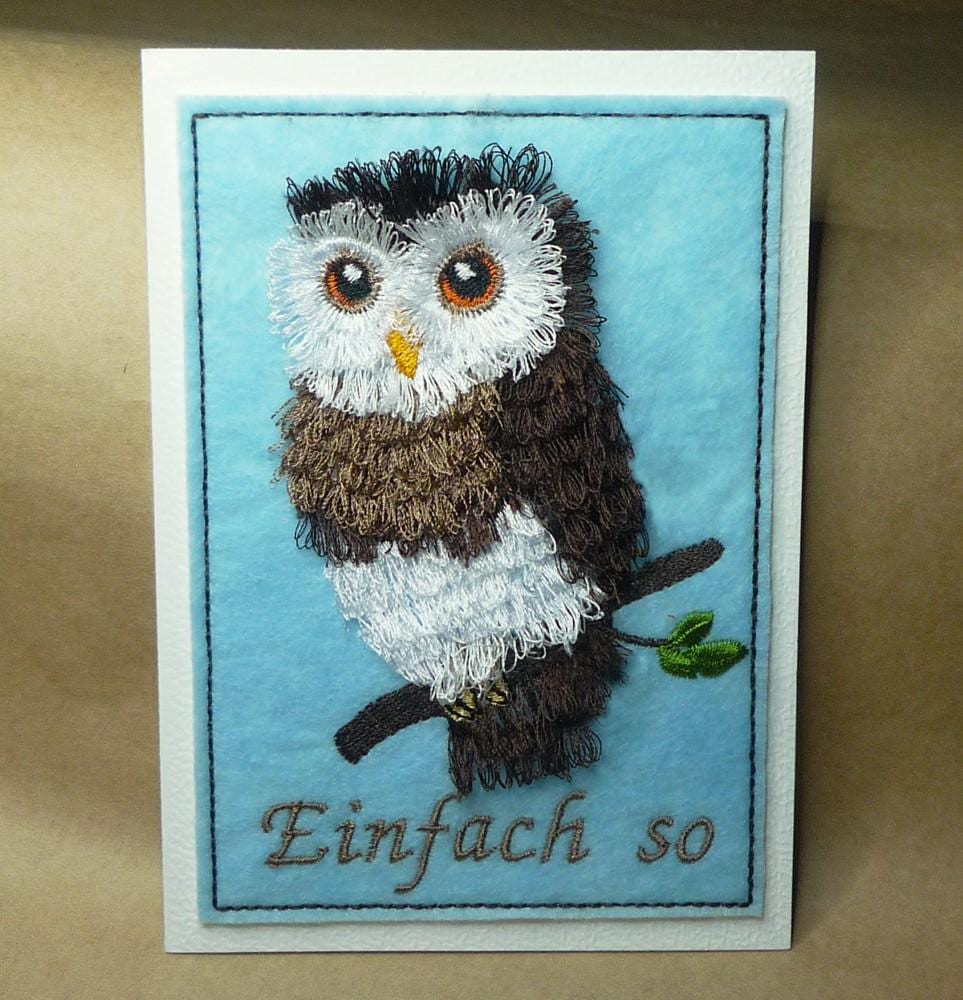 Customer project using Fringed Cute Fluffy Owl embroidery design