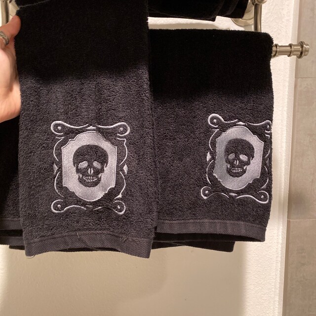 Embossed skull towels hotsell