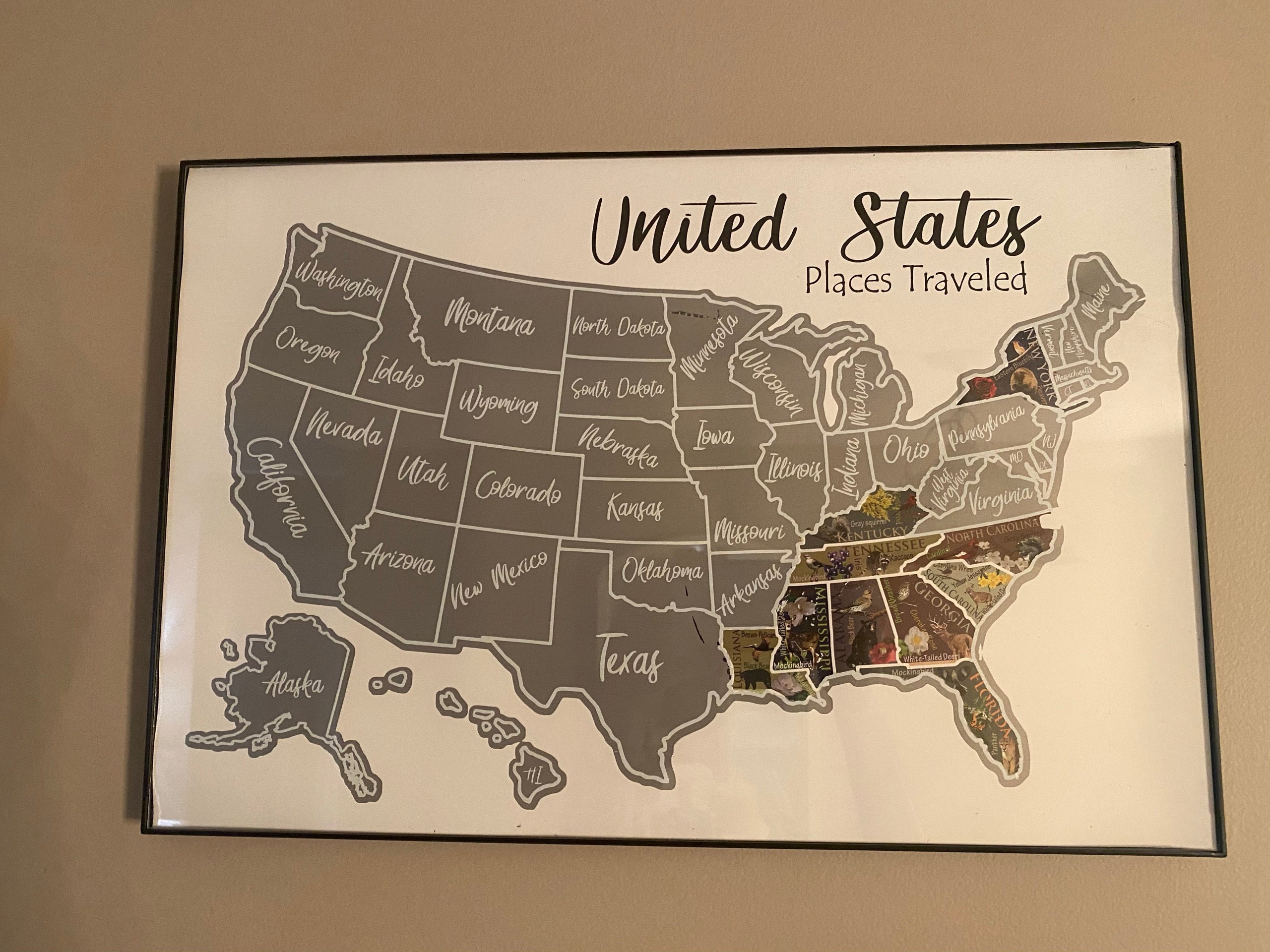 USA Scratch Off Map; State Symbols map; United States Poster; Educational travel scratch off poster; Places Traveled Map; Scratch off poster