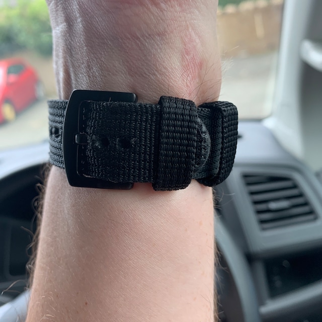 MiLTAT 24mm Double Layer Nylon Black Tactical Velcro Watch Strap