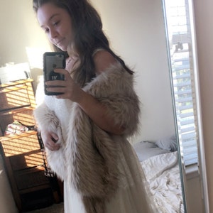 Blush Nude Faux Fur Bridal Wrap, Wedding Fur Shrug, Bridal Fur, Fur