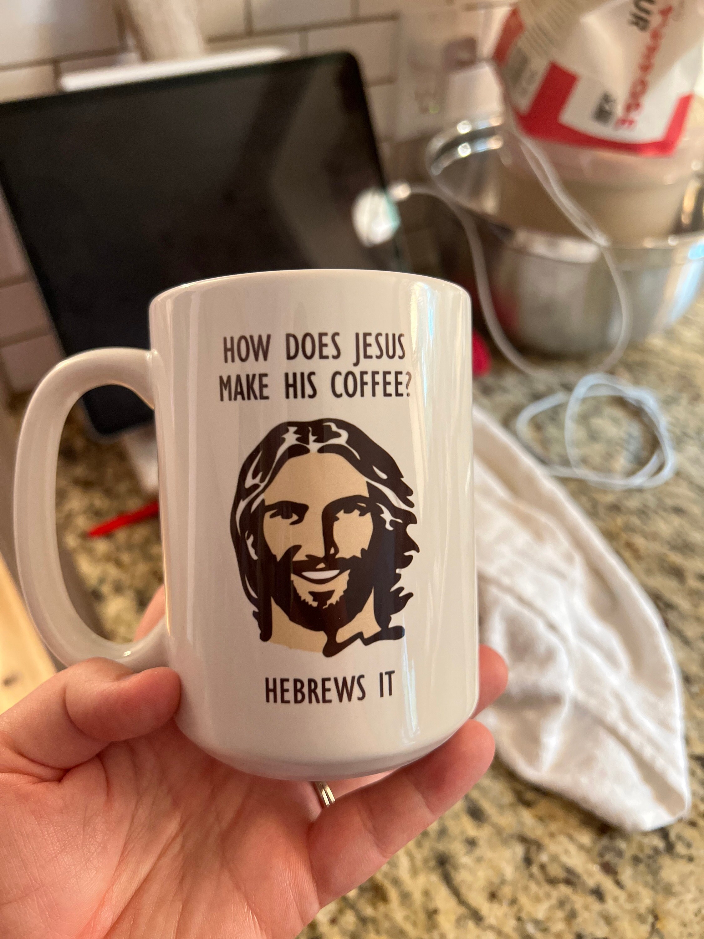How Does Jesus Make His Coffee? Funny Novelty Gift Mug, Funny Christian Mug, Christian Gift