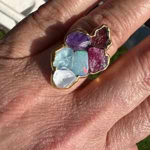 Customer photo from Jessica, Custom Raw Birthstone Cluster Mothers Ring