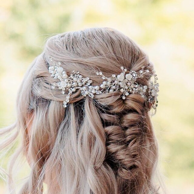 アクセサリー wedding hair ornament Amazon.com : Unicra Flower Bride Wedding Hair Vine Pearl