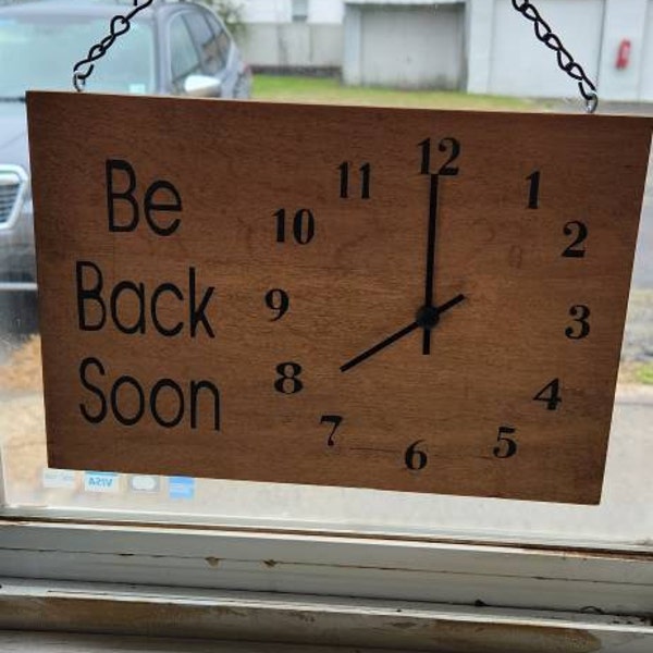 Business Sign, Be Back Soon Clock Sign, Store Hour Sign, Custom Sign ...