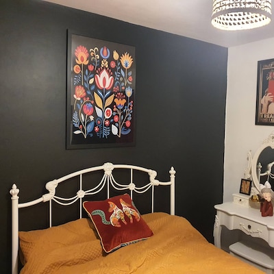 Norwegian Folk Art Floral Bird Print Set of 3, Nordic Wall Art, Bedroom Living Room Home Cafe ...