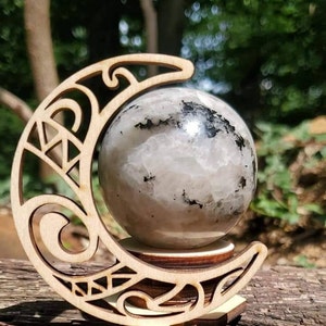 Crescent Moon Sphere Stand / Quality Handmade/ Wooden/ Crystal - Etsy