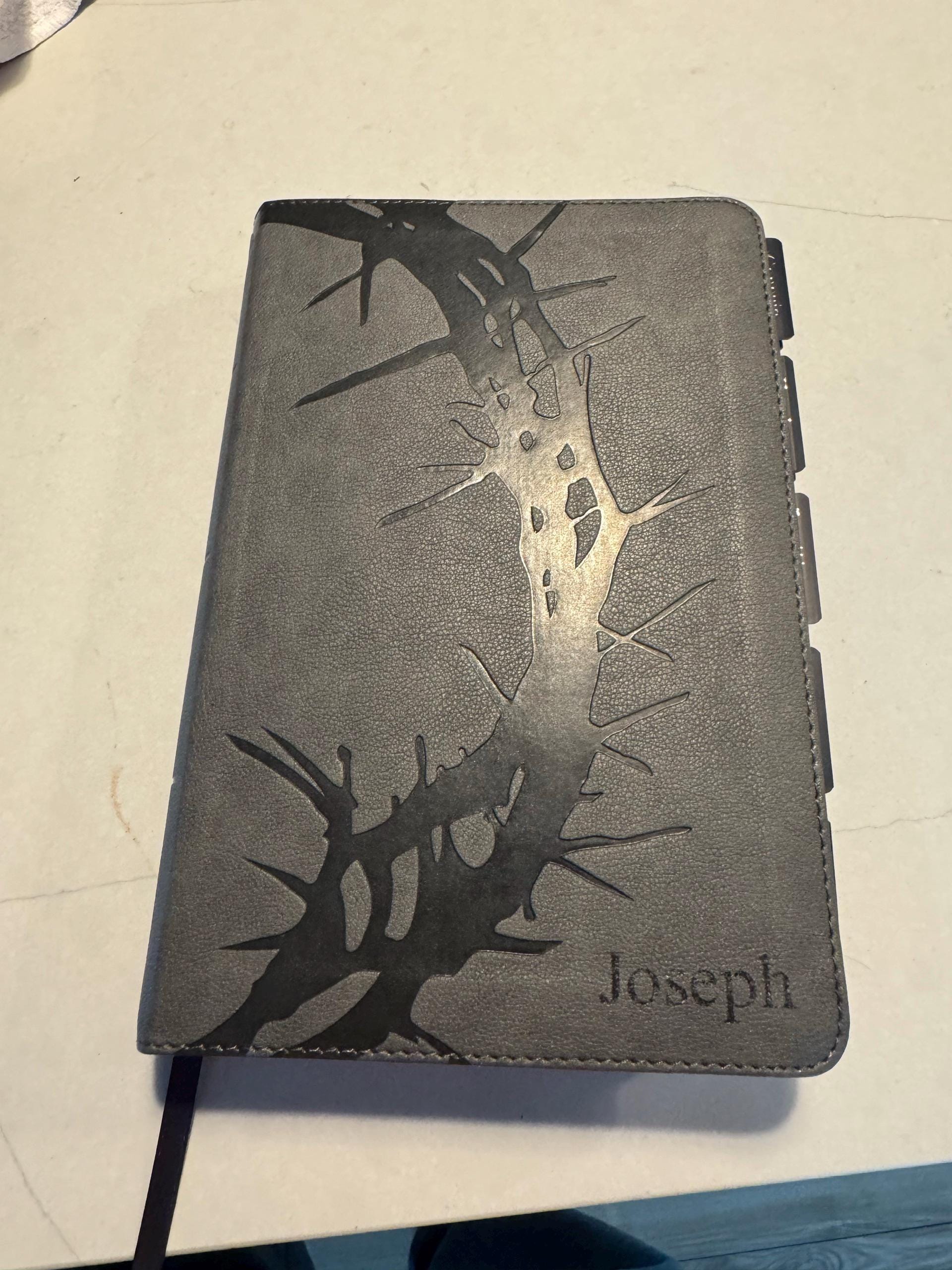 Personalized Black Leather Bible for Men Custom Engraved CSB Bible with Black Tabs Christian Gift for Him with Name Engraving and Tabs