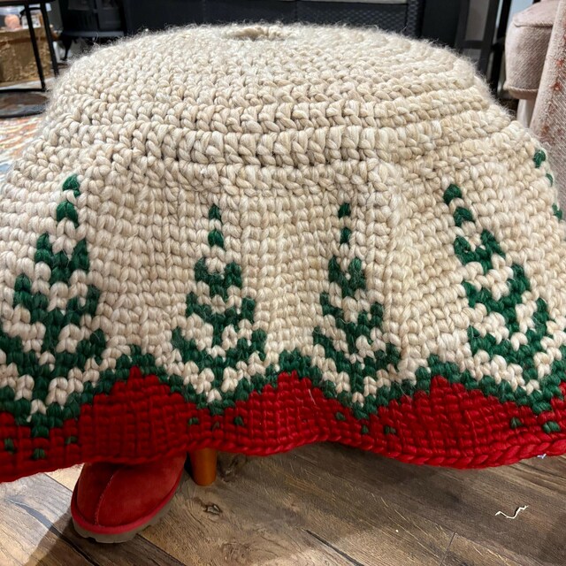 A customer's finished Pine Christmas Tree Skirt Crochet Pattern