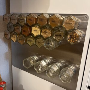 Magnetic Spice Rack by Gneiss Spice | 24 Small Empty Hexagon Glass