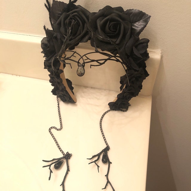 Aazon.co : OSTORY Black Fairy Flower Crown - Gothic Flower Headpiece