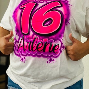 Airbrush Sweet Sixteen Birthday Shirts With Name Size S M L XL - Etsy