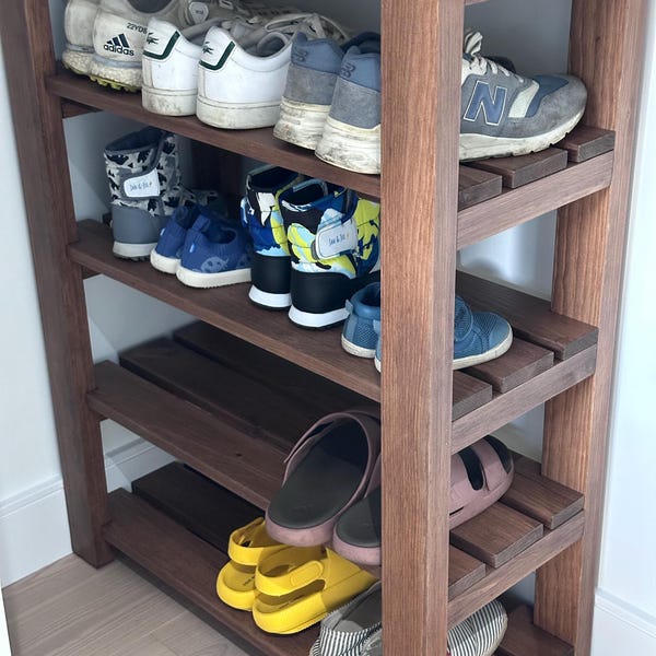 5-tier Solid Pine Shoe Rack, Entryway Organizer, Multiple Length ...