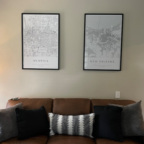 Personalized Set of 2 Any City Map Prints Custom Locations Home Town ...