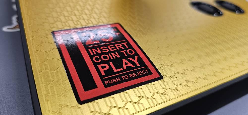 Customer photo of Retro Arcade Insert Coin Vinyl Sticker