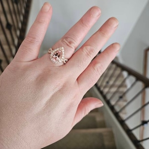 Champagne Crystal Pear-Cut Wedding Ring - Rose Gold Filled, Sizes 6-10, Perfect Bridal Jewelry 3 thumbnail image