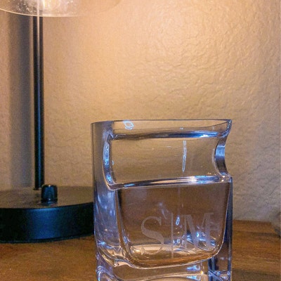 Custom Whiskey Cigar Glass Holder Engraved Rocks Glass, Personalized ...