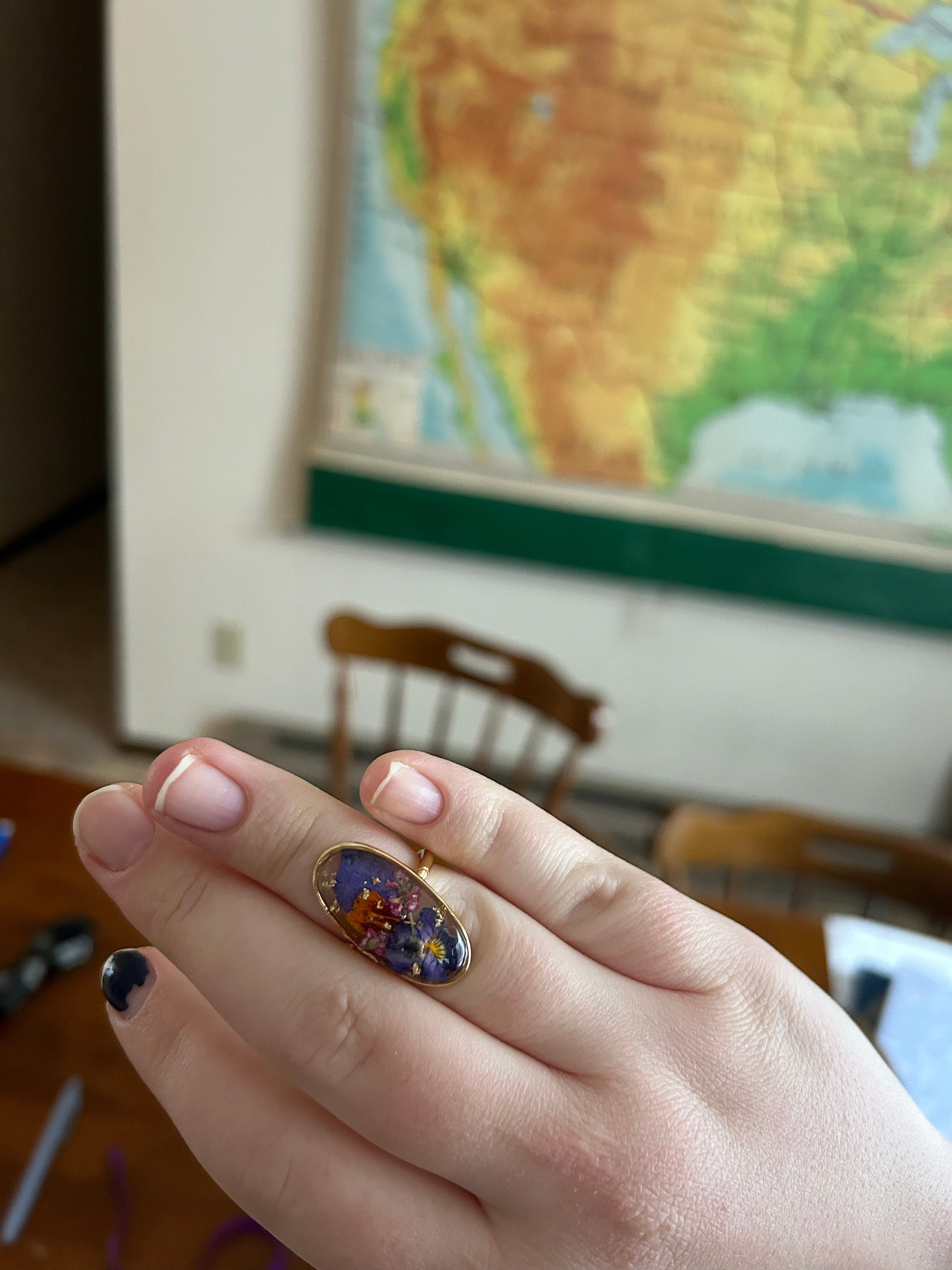 Personalized birth flower ring, birth month flower jewelry, personalized birthday gift for her, nature inspired ring, custom resin ring