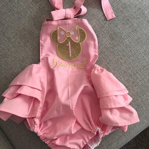 Smash cake outfit girl, pink and gold minnie, baby girl clothing, girls clothing, girls romper, baby girl romper,handmade, add age if needed