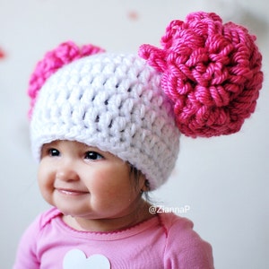 Pom Pom Hat Pink Baby Photo Prop or Winter Beanie | Etsy