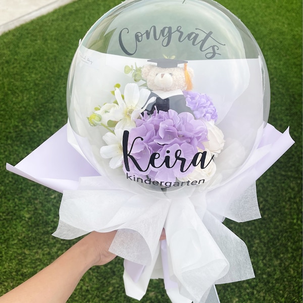 Graduation Teddy Bear Flower Balloon Bouquet: Personalized Gift - Etsy