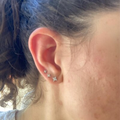 Star Shaped Helix Tragus Earring Stud Labret Bar Internally Threaded Rose Gold