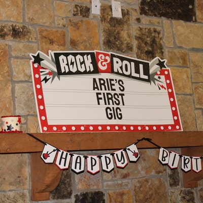 One Rocks Birthday Banner / Guitar Happy Birthday Banner / Rock Party ...