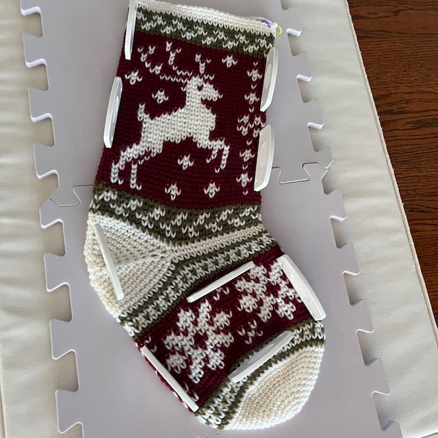 A customer's finished Prancing Deer Stocking Crochet Pattern