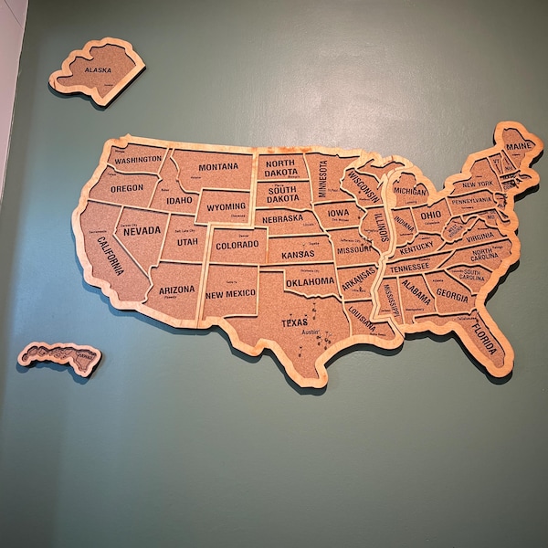 Push Pin United States Map, Travel Map Apartment Decor, USA Map Pin ...